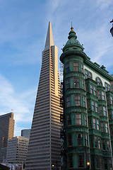 Image showing San Francisco Icons Transamerica Pyramid and the Columbus Buildi