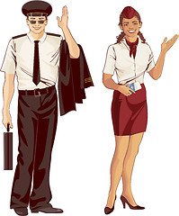 Image showing flight attendant and pilot