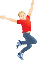 Image showing The boy jumping