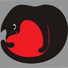 Image showing red heart and black cat