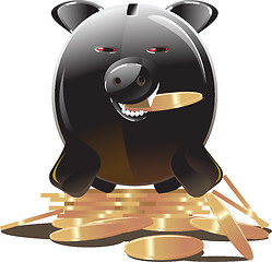 Image showing  black piggy bank