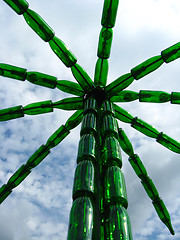 Image showing Palm tree made of bottles from a champagne