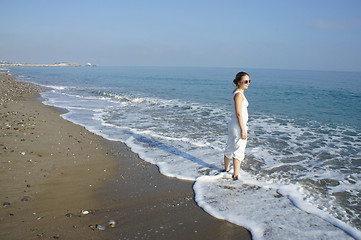 Image showing Young woman on the beach