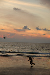 Image showing Boy and sunset