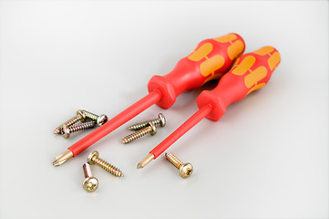 Image showing Screwdrivers and screws