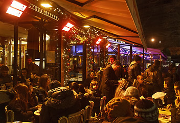 Image showing Crowd of People on a French Terrace