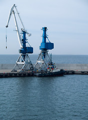 Image showing Harbor cranes