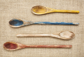 Image showing rustic wooden spoons