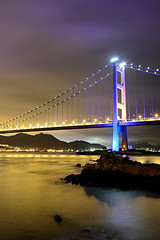 Image showing night scene of Tsing Ma bridge