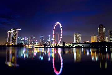 Image showing Singapore city skyline at night