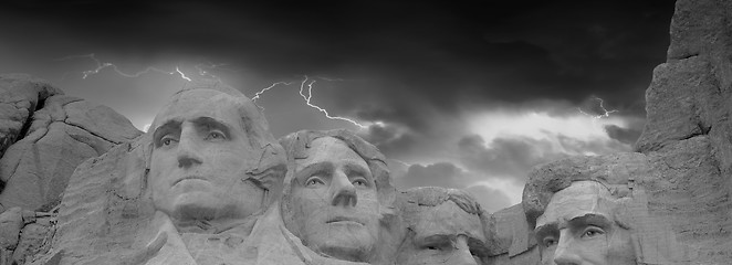 Image showing Dramatic Sky above Mount Rushmore National Memorial, South Dakot