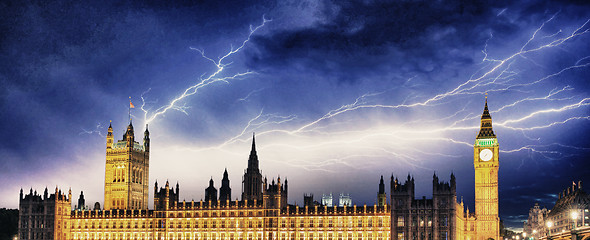 Image showing Storm over Big Ben and House of Parliament - London