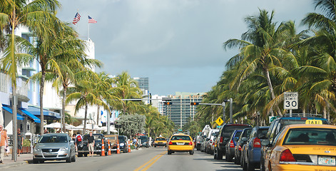 Image showing MIAMI BEACH, USA - JAN 7: Beautiful view of Ocean drive on Janua