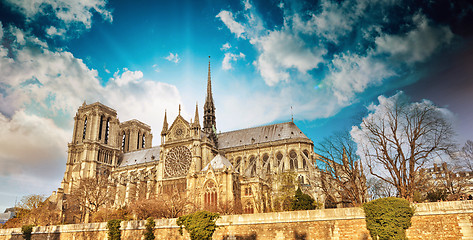 Image showing Paris. Beautiful view of Notre Dame Cathedral 