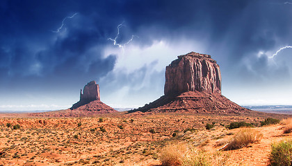 Image showing The famous Buttes of Monument Valley at Sunset, Utah