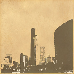 Image showing grunge image of cityscape from old paper 