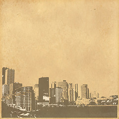 Image showing grunge image of cityscape from old paper 