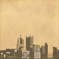 Image showing grunge image of cityscape from old paper 