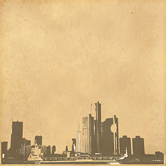 Image showing grunge image of cityscape from old paper 