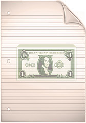 Image showing Single sheet of old grungy lined note paper background texture 