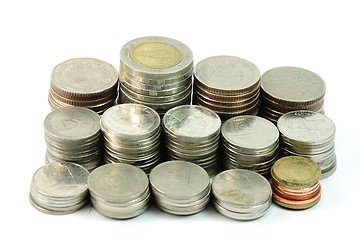 Image showing Coin stack isolated on white background 