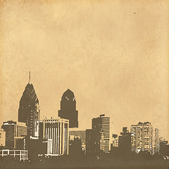 Image showing grunge image of cityscape from old paper 