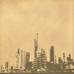 Image showing grunge image of cityscape from old paper 