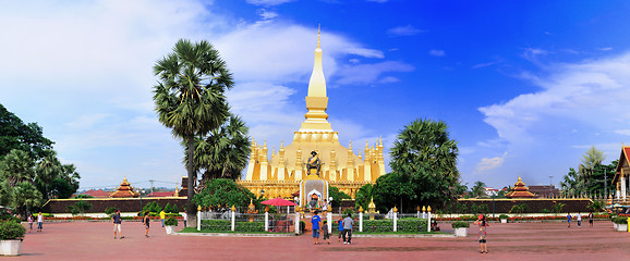 Image showing Golden pagada in Pha-That Luang temple, Vientiane, Travel in Laos. 