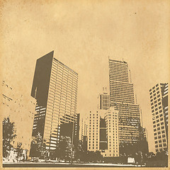 Image showing grunge image of cityscape from old paper 