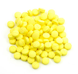 Image showing Medicinal pills piled up a bunch of closeup 