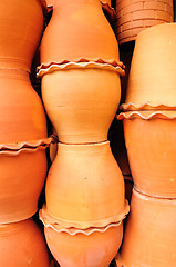 Image showing Jardiniere baked clay decorated in the garden 