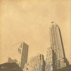 Image showing grunge image of cityscape from old paper 