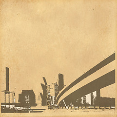 Image showing grunge image of cityscape from old paper 