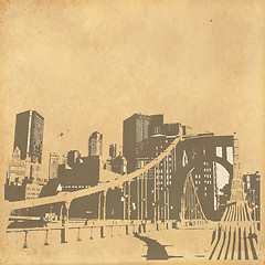 Image showing grunge image of cityscape from old paper 