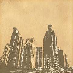 Image showing grunge image of cityscape from old paper 