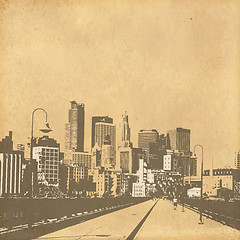 Image showing grunge image of cityscape from old paper 