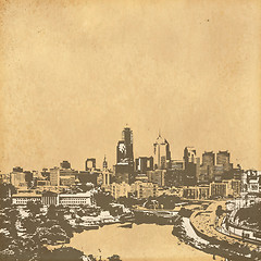 Image showing grunge image of cityscape from old paper 