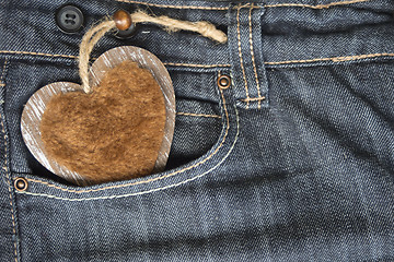 Image showing I love you, jeans and heart