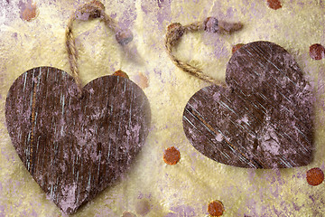 Image showing two wooden hearts