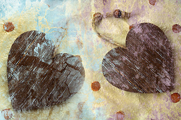 Image showing Valentine postcard two hearts