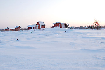 Image showing Cabins in snow