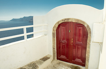 Image showing Red wood door
