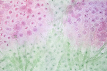 Image showing Abstract watercolor flowers background on paper texture