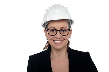 Image showing Portrait of a bespectacled female architect