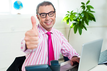 Image showing Successful entrepreneur showing thumbs up