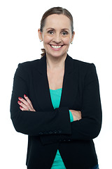 Image showing Profile shot of a cheerful confident woman