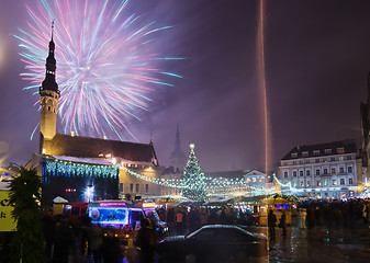 Image showing New year's fireworks in Tallinn 