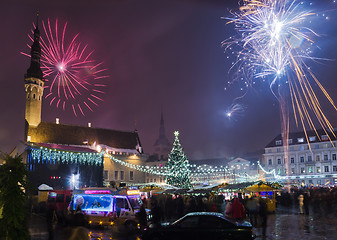 Image showing New year's fireworks in Tallinn 