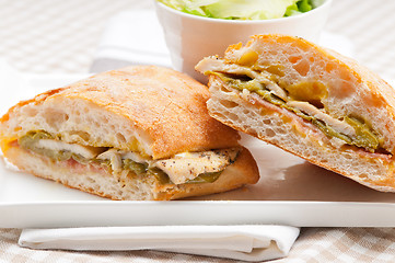 Image showing Italian ciabatta panini sandwich chicken