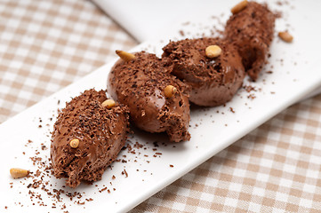 Image showing chocolate mousse quenelle dessert